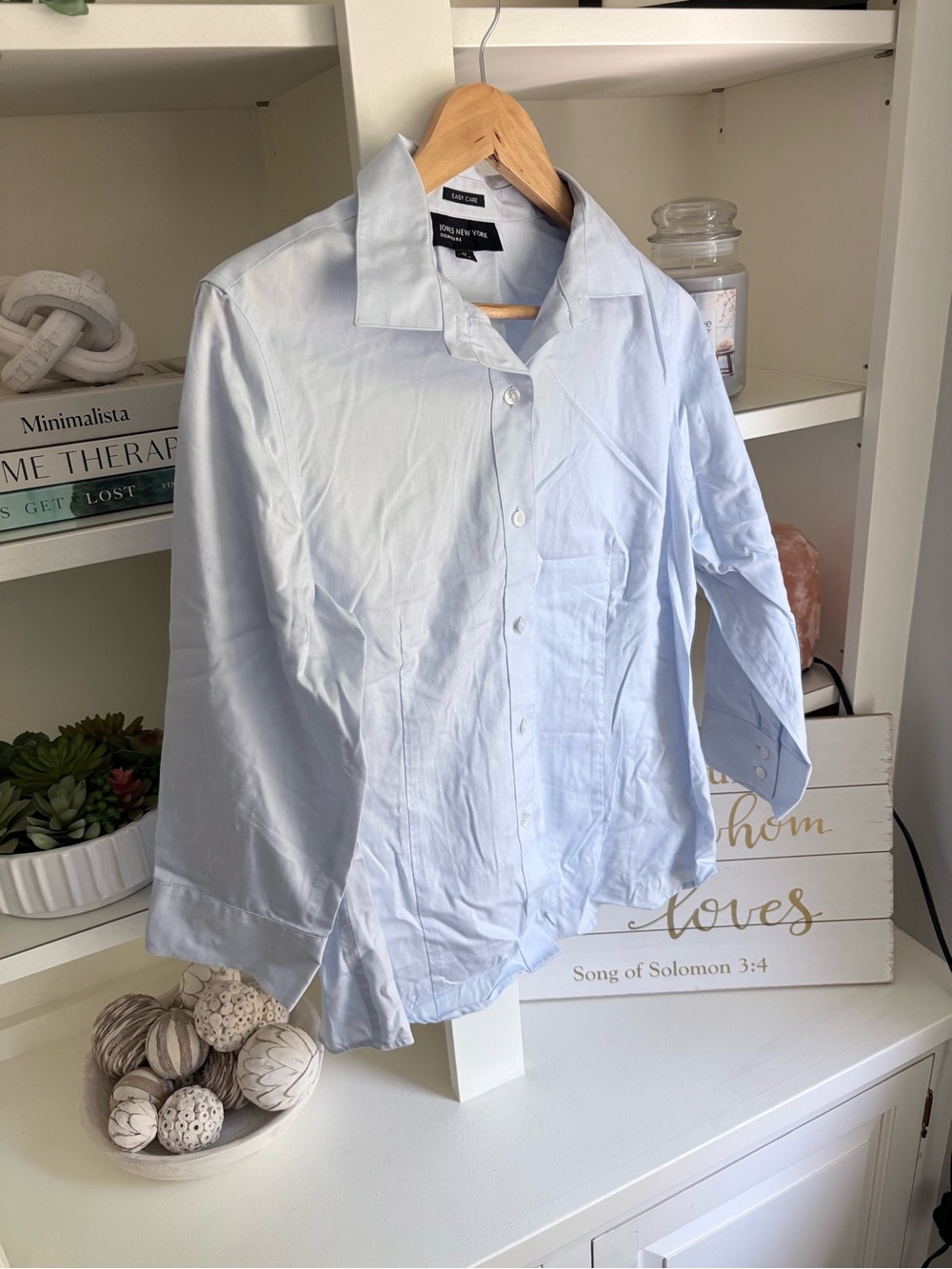 Jones New York Light Blue Button-Up Shirt